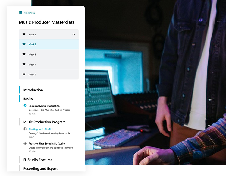 E-Sharp course navigation drop-down menu