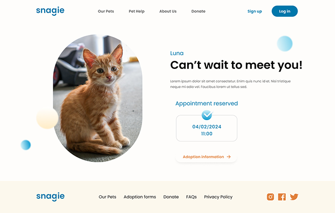 Snagie high-fidelity mockup
