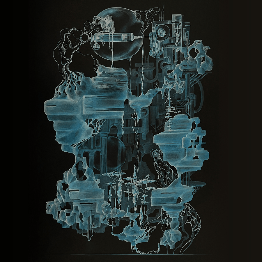 Drawing — surreal architectural composition